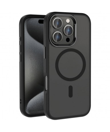 Apple iPhone 16 Pro Max Kılıf Magsafe Şarj Özellikli Parlak Kamera Çerçeveli Zore Kost Kapak