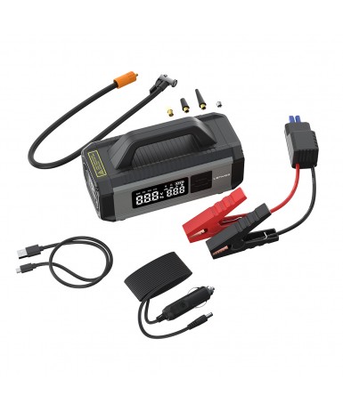 Lenyes LCI202 LED Işıklı Araç Akü Acil Durum Takviye Güç Kaynağı ve Hava Kompresörü 12V 150W 10000mAh