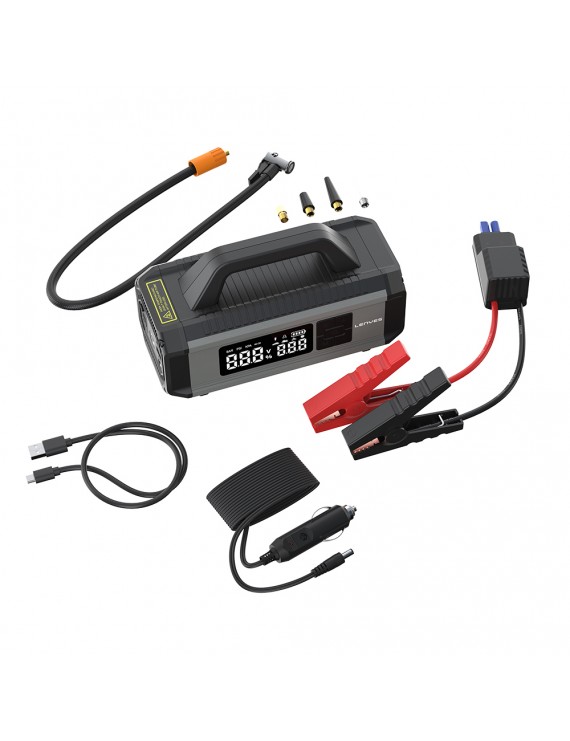 Lenyes LCI202 LED Işıklı Araç Akü Acil Durum Takviye Güç Kaynağı ve Hava Kompresörü 12V 150W 10000mAh