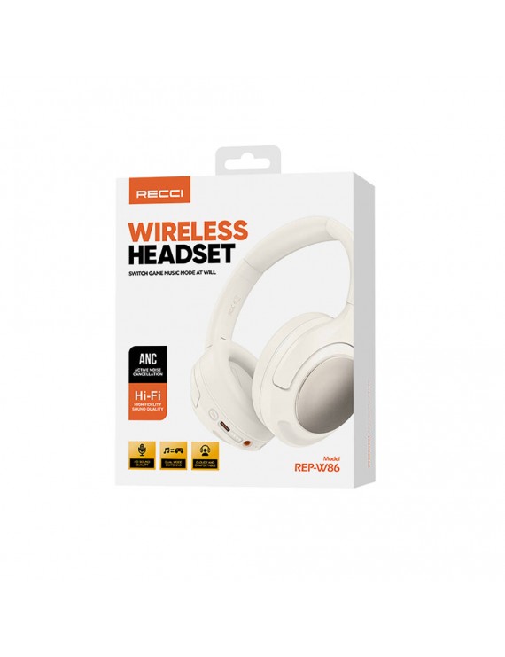 Recci REP-W86 ANC Özellikli Hi-Fi Ses Kaliteli Kulak Üstü Bluetooth v5.3 Kulaklık